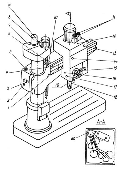 2М55 Схема мастила свердлильного верстата